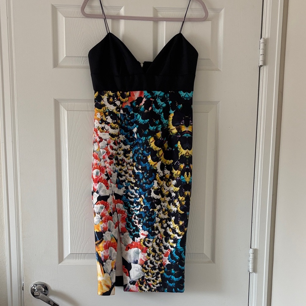 NICHOLAS Silk Bonded Bra Floral Cocktail Dress Size 6